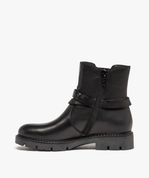 Boots chelsea fille unies dessus cuir - Tanéo vue4 - TANEO - GEMO