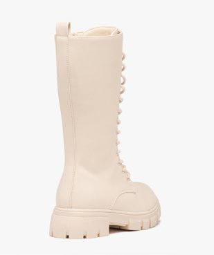 Bottes fille unies à semelle crantée fermeture lacets et zip vue4 - GEMO (ENFANT) - GEMO