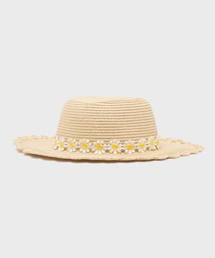 Chapeau en paille capeline finition festonnée et garniture fleurie fille vue1 - GEMO (ACCESS) - GEMO