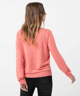 Pull femme en maille fine à col V vue3 - GEMO 4G FEMME - GEMO
