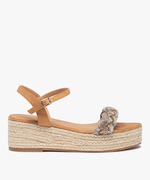 Sandales femme compensées à bride strass tressée vue2 - GEMO(URBAIN) - GEMO