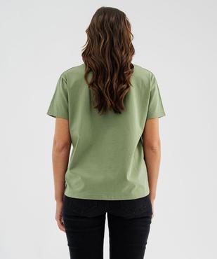 Tee-shirt manches courtes col rond uni en coton femme vue3 - GEMO 4G FEMME - GEMO