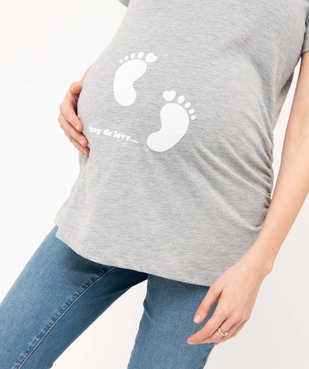 Tee-shirt de grossesse imprimé à manches courtes vue2 - GEMO (MATER) - GEMO