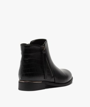 Boots femme unis à talon plat imitation croco vue4 - GEMO (CASUAL) - GEMO