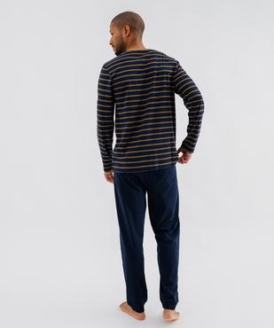 Pyjama en jersey de coton avec haut rayé homme vue2 - GEMO 4G HOMME - GEMO