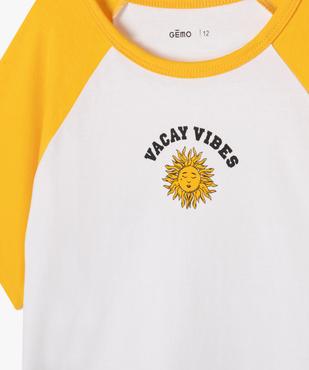 Tee-shirt manches courtes contrastantes coupe large fille vue2 - GEMO 4G FILLE - GEMO