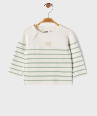Pull brassière rayé avec fermeture sur le côté bébé vue1 - GEMO(BB COUCHE) - GEMO
