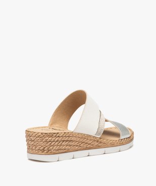 Mules femme confort à talon compensé avec brides fantaisie  vue4 - GEMO (CONFORT) - GEMO