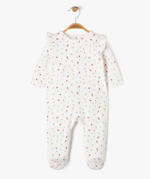 Pyjama en velours avec volants et motifs coeurs bébé fille vue1 - GEMO 4G BEBE - GEMO