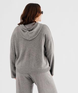 Pull à capuche coupe loose en fine maille femme vue3 - GEMO (G TAILLE) - GEMO