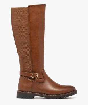 Bottes femme cavalières avec parties élastiques et boucle fantaisie vue1 - GEMO (CASUAL) - GEMO