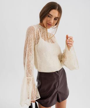 Blouse manches longues en dentelle transparente femme vue2 - GEMO(FEMME PAP) - GEMO