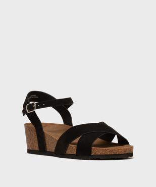 Sandales à talon compensé et larges brides croisées en suédine femme - Valentina Baldano vue2 - VALENTINA BALDA - GEMO