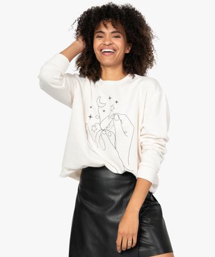 Sweat femme large molletonné et imprimé vue1 - GEMO(FEMME PAP) - GEMO