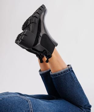 Boots femme vernies à talon carré et semelle crantée dessus verni vue1 - 5 MILES - GEMO