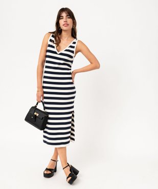 Robe longue sans manches en maille rayée femme - LuluCastagnette vue6 - LULUCASTAGNETTE - GEMO