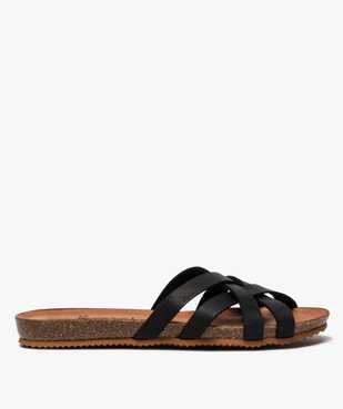 Mules femme plates à brides croisées en cuir vue1 - GEMO (CASUAL) - GEMO