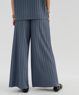 Pantalon large plissé avec taille élastique femme vue3 - GEMO(FEMME PAP) - GEMO