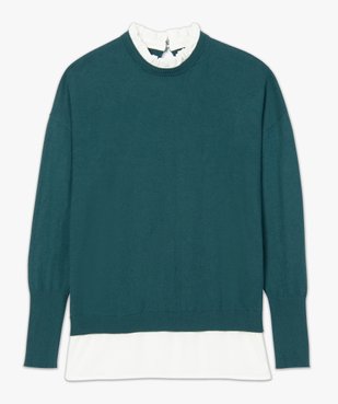 Pull femme effet 2 en 1 avec col chemise froncé vue4 - GEMO(FEMME PAP) - GEMO