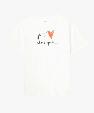 Tee-shirt femme à manches courtes avec message et coeur vue4 - GEMO(FEMME PAP) - GEMO