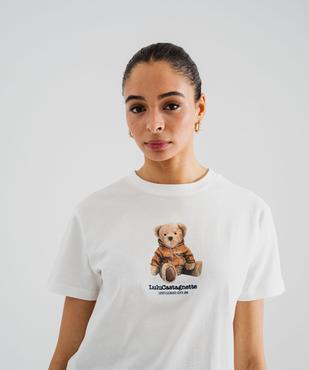 Tee-shirt manches courtes avec motif ourson femme - LuluCastagnette vue3 - LULU CASTAGNETTE G4G D - GEMO