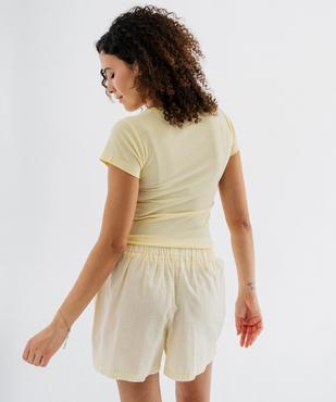 Haut de pyjama en maille côtelée femme vue3 - GEMO 4G FEMME - GEMO