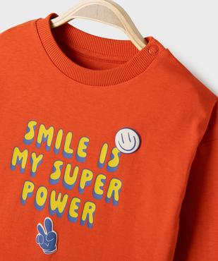 Tee-shirt manches longues en jersey de coton flammé imprimé bébé garçon  vue2 - GEMO 4G BEBE - GEMO