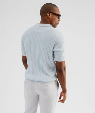 Polo en maille côtelée à encolure ouverte homme vue4 - GEMO 4G HOMME - GEMO