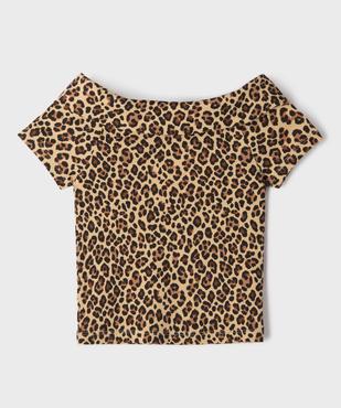 Tee-shirt manches courtes avec col Bardot fille vue4 - GEMO 4G FILLE - GEMO