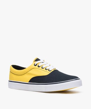 Tennis homme en toile à lacets et semelle contrastante vue2 - GEMO (HOMME) - GEMO