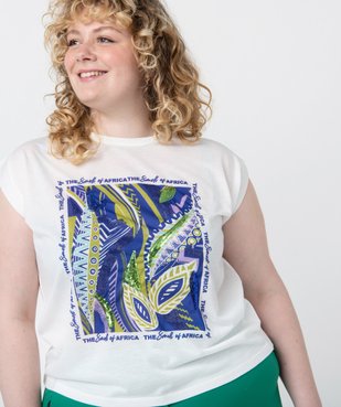 Tee-shirt femme grande taille sans manches avec motif pailleté vue2 - GEMO (G TAILLE) - GEMO