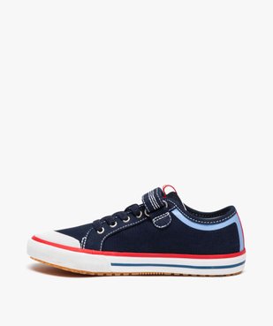 Baskets garçon en toile tricolores avec scratch - Kickers vue3 - KICKERS - GEMO