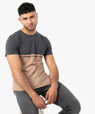Tee-shirt homme à manches courtes bicolore vue1 - GEMO (HOMME) - GEMO