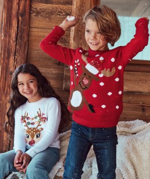 Pull garçon spécial Noël avec motif renne et leds vue1 - GEMO (ENFANT) - GEMO