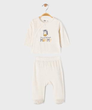 Pyjama 2 pièces en velours à motif zèbre bébé garçon vue1 - GEMO 4G BEBE - GEMO