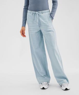 Jean wide leg taille haute élastiquée femme vue1 - GEMO 4G FEMME - GEMO