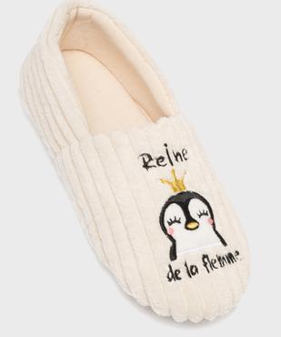 Chaussons enveloppants dessus velours brodé femme vue1 - GEMO(HOMWR FEM) - GEMO