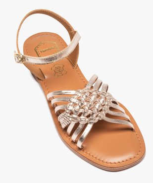 Sandales femme à fines brides métallisées en cuir - Tanéo vue5 - TANEO - GEMO