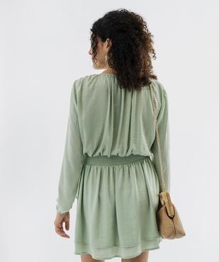 Robe courte à manches longues en satin femme vue3 - GEMO(FEMME PAP) - GEMO