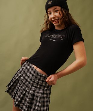 Jupe-short plissée à carreaux fille vue1 - GEMO (JUNIOR) - GEMO
