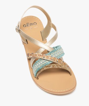 Sandales femme à talon plat et brides fantaisie brillantes vue5 - GEMO (CASUAL) - GEMO