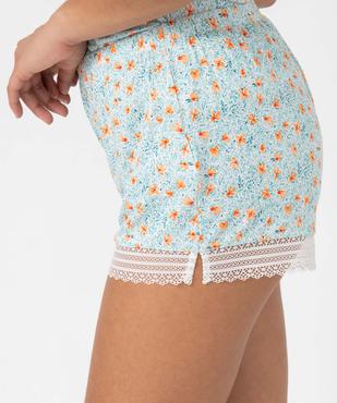 Short de pyjama en maille fluide avec bas en dentelle femme vue2 - GEMO 4G FEMME - GEMO