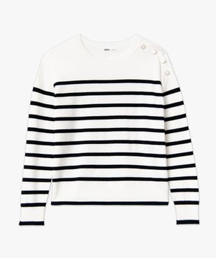 Pull rayé en maille fine avec col rond femme vue4 - GEMO 4G FEMME - GEMO