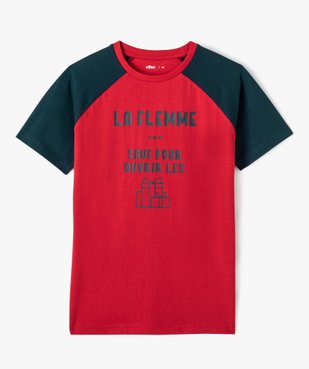 Tee-shirt à manches courtes bicolore avec message garçon vue1 - GEMO (JUNIOR) - GEMO