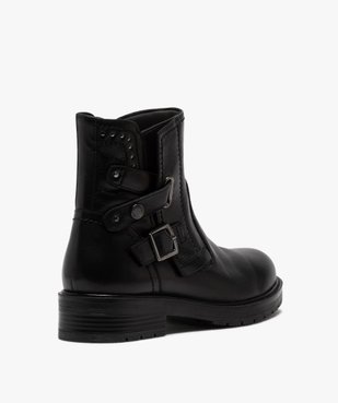 Boots femme à talon plat style motard unis fermeture zippée vue4 - GEMO (CASUAL) - GEMO