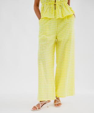 Pantalon large et fluide en toile gaufrée femme vue3 - GEMO(FEMME PAP) - GEMO