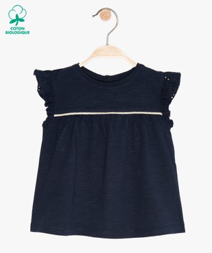Tee-shirt bébé fille sans manches avec dentelle et liseré pailleté vue1 - GEMO 4G BEBE - GEMO