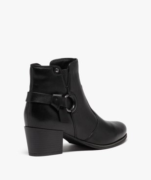 Boots femme dessus en cuir uni à talon carré avec zip vue4 - GEMO(URBAIN) - GEMO