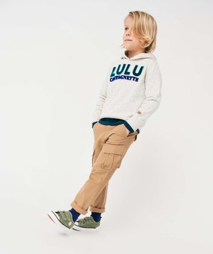 Pantalon garçon cargo en twill avec ceinture rayée - LuluCastagnette vue7 - GEMO 4G GARCON - GEMO