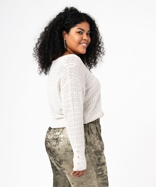 Pull en maille ajourée pailletée femme grande taille vue3 - GEMO (G TAILLE) - GEMO